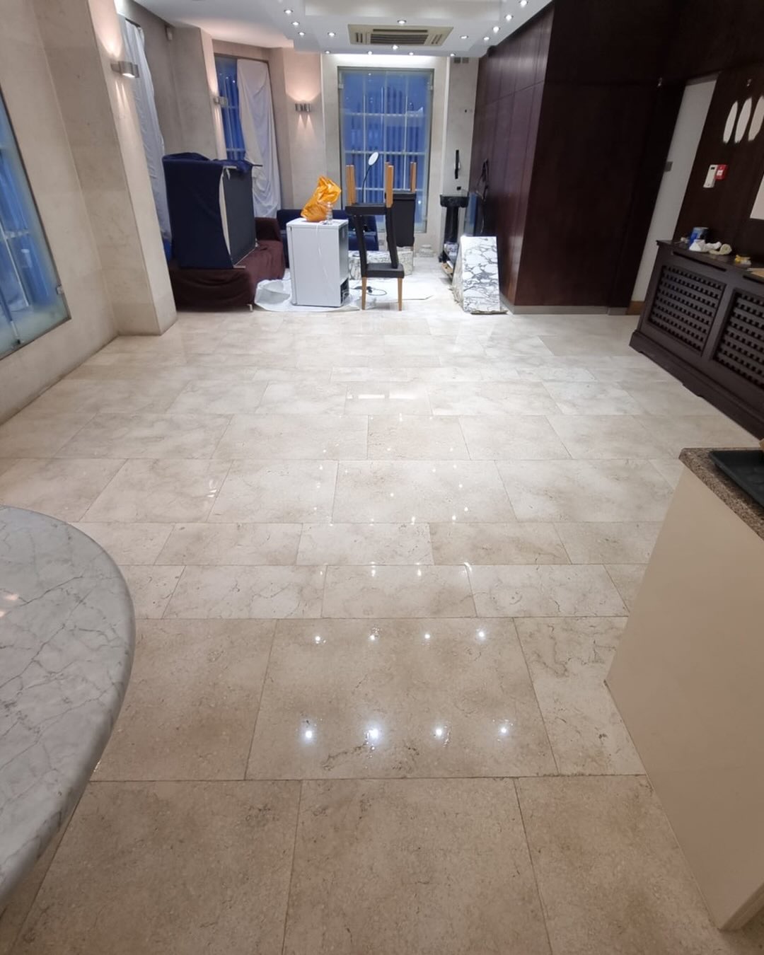 Completed natural stone restoration in a London property