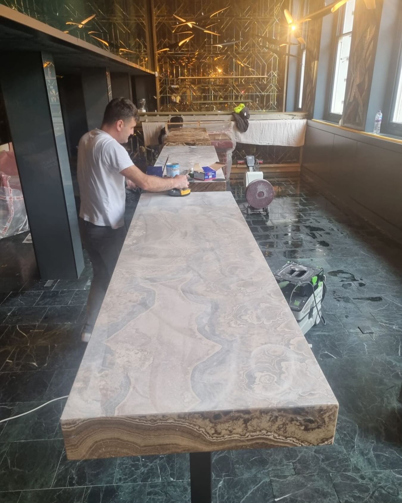 Completed natural stone restoration in a London property